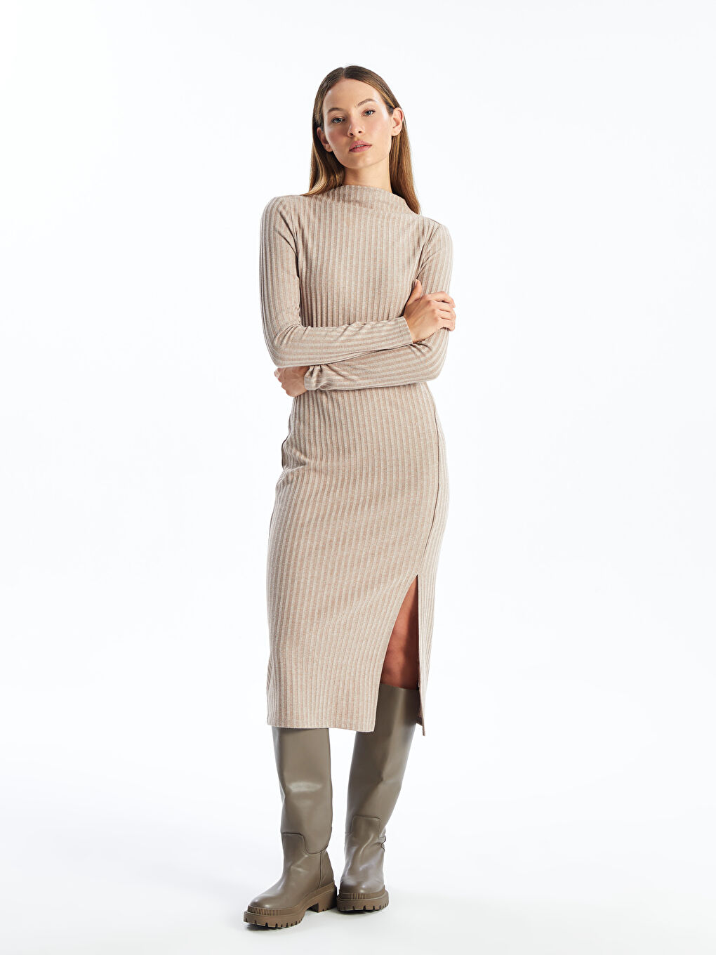 LCW Vision Funnel Neck Women's Bodycon Dress -W4BT31Z8-L9Y