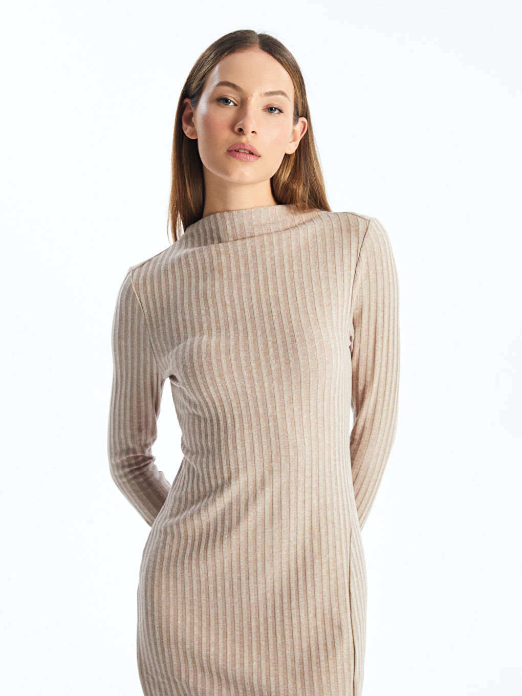 LCW Vision Funnel Neck Women's Bodycon Dress -W4BT31Z8-L9Y