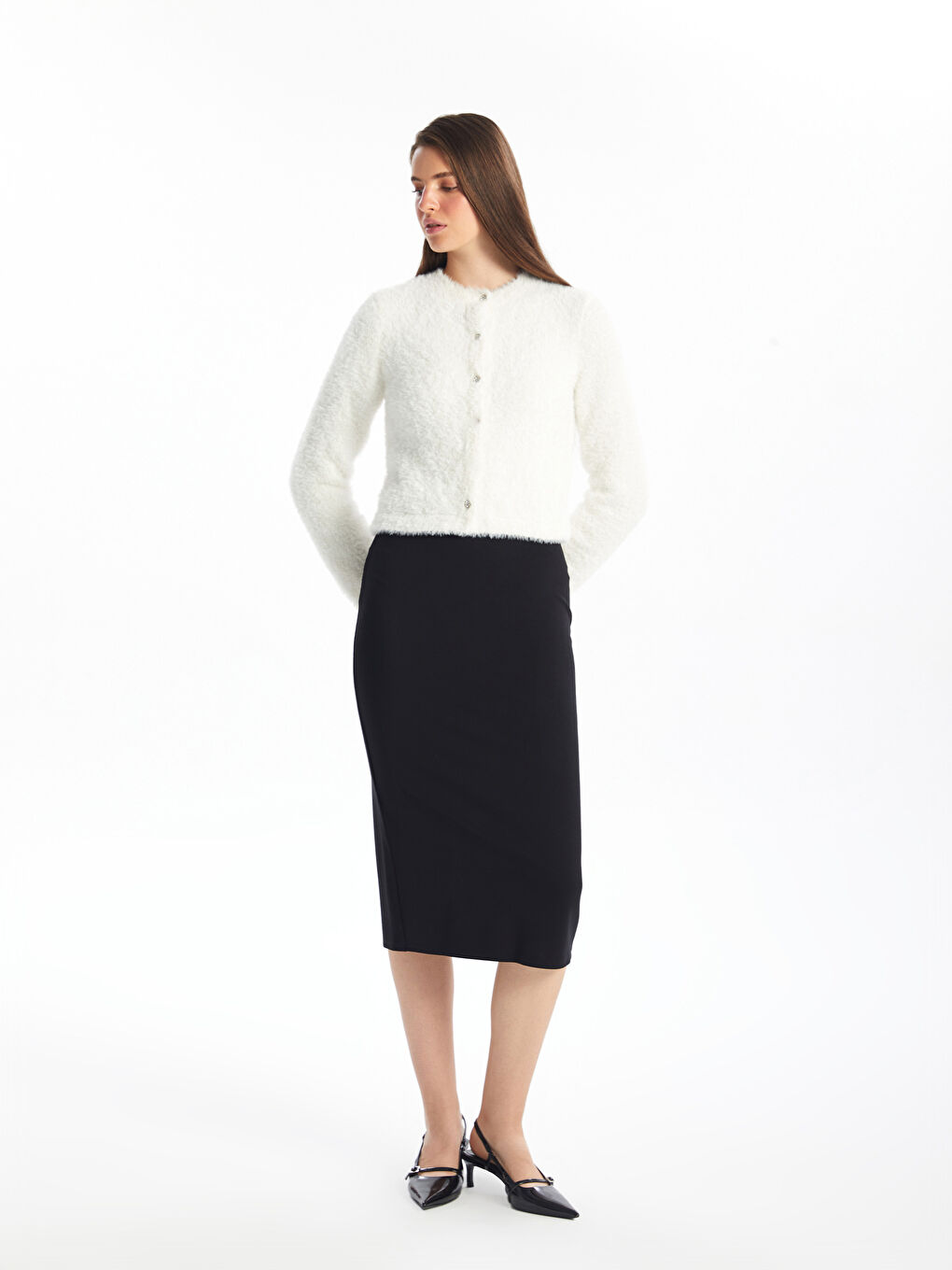 LCW Vision Women's Pencil Skirt with Elasticated Waist -W4BT35Z8-CVL