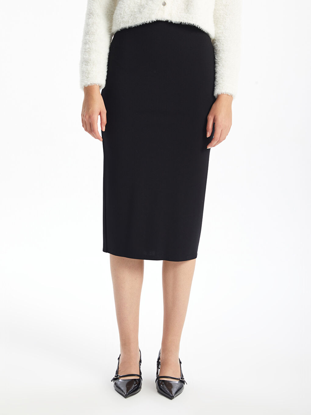 LCW Vision Women's Pencil Skirt with Elasticated Waist -W4BT35Z8-CVL