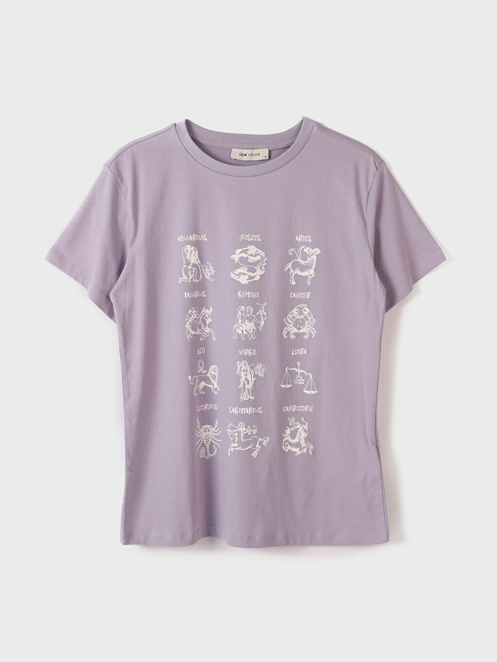 Crew Neck Zodiac Printed Short Sleeve Women's T-Shirt