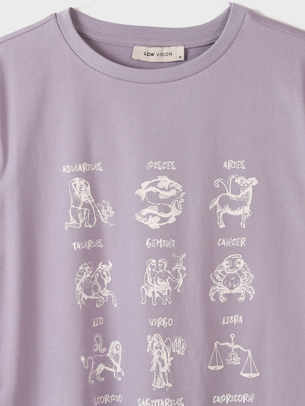 Crew Neck Zodiac Printed Short Sleeve Women's T-Shirt-1