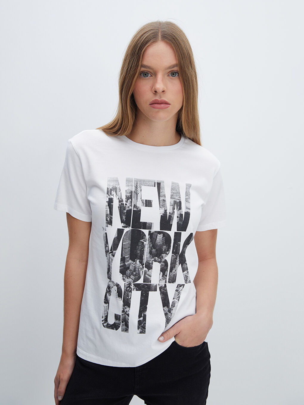 Crew Neck Printed Short Sleeve Women's T-Shirt