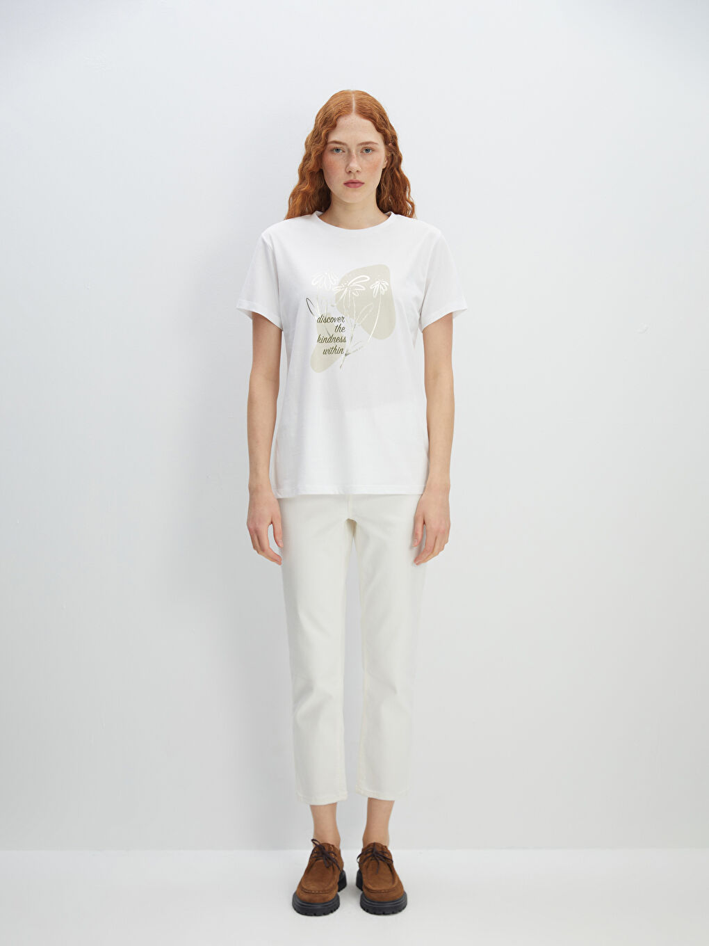 Crew Neck Printed Short Sleeve Women's T-Shirt-1