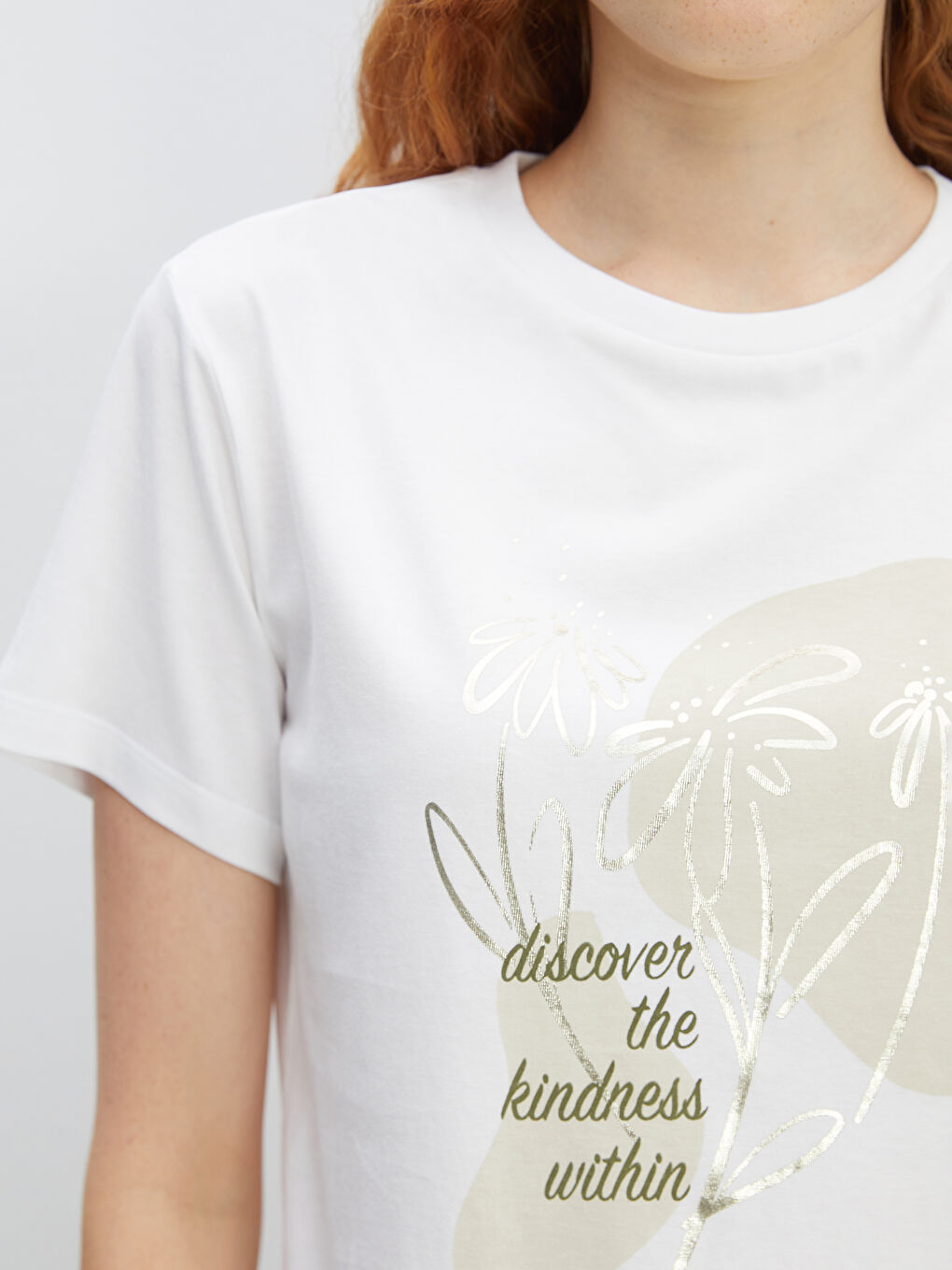 Crew Neck Printed Short Sleeve Women's T-Shirt-2