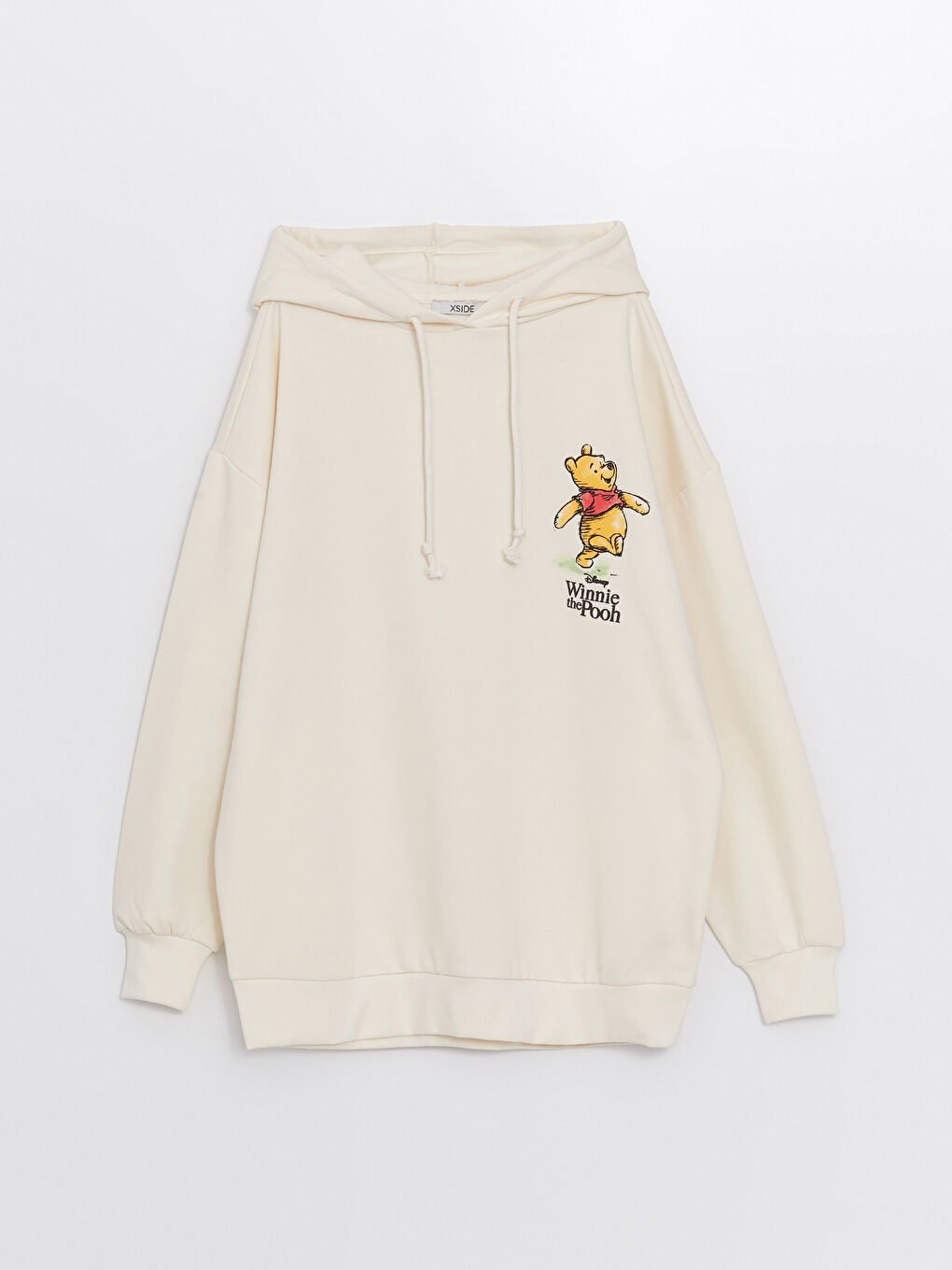 XSIDE Açık Bej Winnie the Pooh Baskılı Oversize Kadın Kalın Hoodie - 6