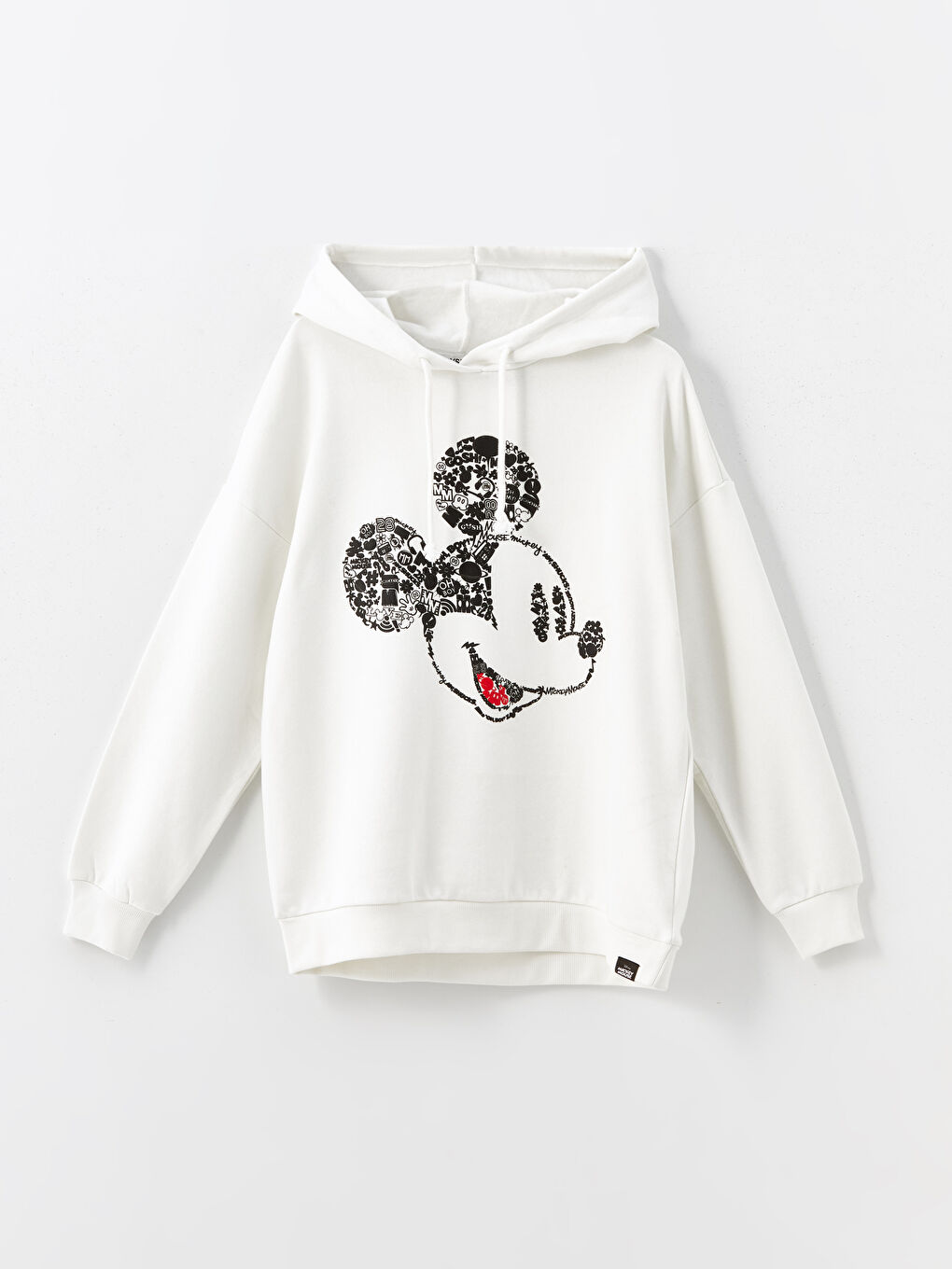 XSIDE Ekru Mickey Mouse Baskılı Oversize Kadın Hoodie - 4