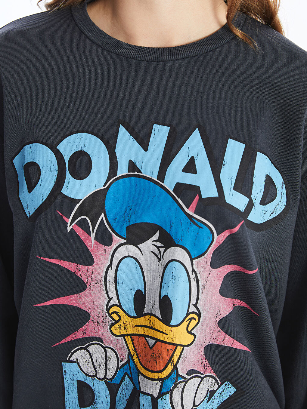 XSIDE Crew Neck Donald Duck Printed Oversize Women's Sweatshirt -W4BU04Z8-RFL