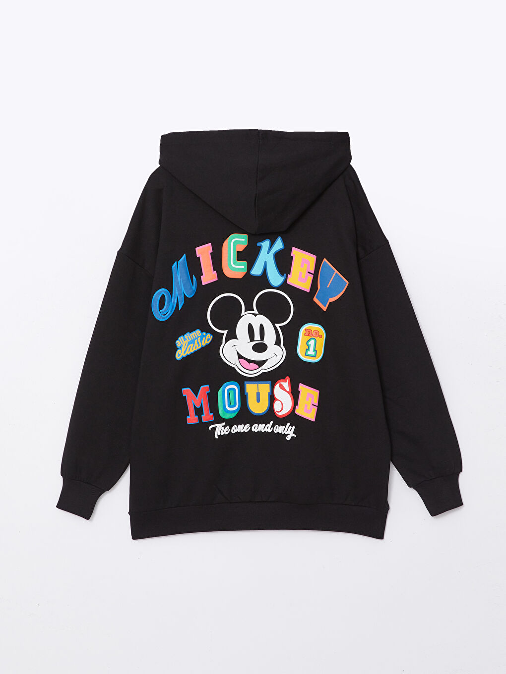 XSIDE Yeni Siyah Mickey Mouse Baskılı Oversize Kadın Kalın Hoodie - 4