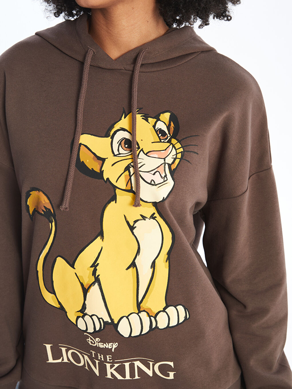 XSIDE Kahverengi Aslan Kral Baskılı Kadın Kalın Hoodie - 2