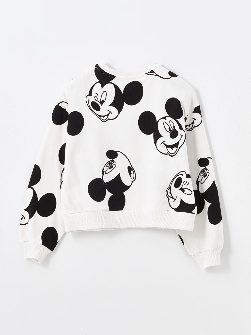 XSIDE Ekru Bisiklet Yaka Mickey Mouse Baskılı Kadın Kalın Sweatshirt - 5