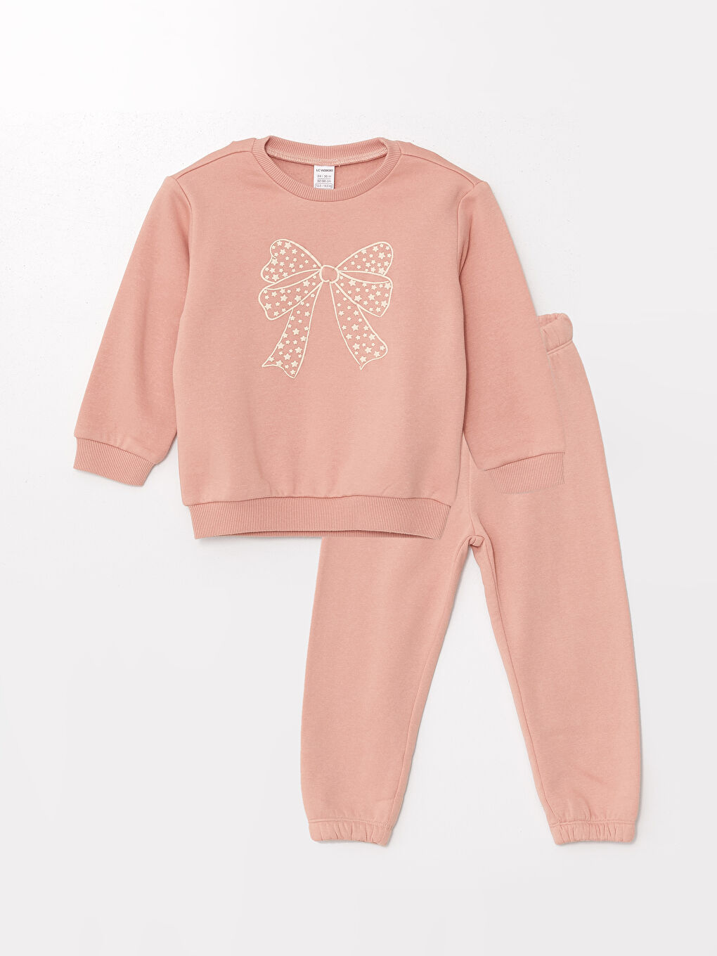 Crew Neck Long Sleeve Printed Girls' Sweatshirt and Tracksuit Bottom 2 Pack Set