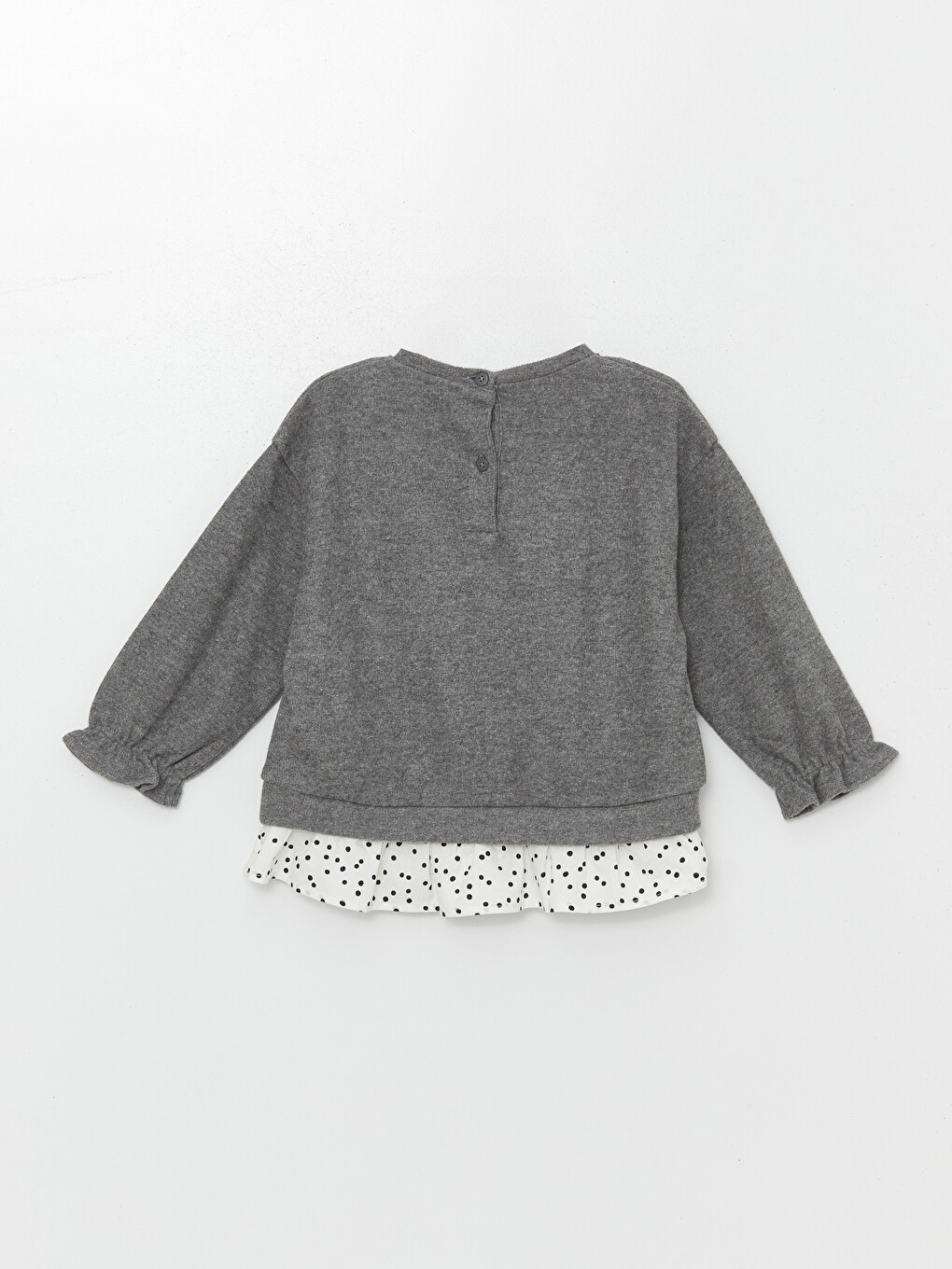 Antrasit Bisiklet Yaka Puantiyeli Kız Çocuk Sweatshirt-1