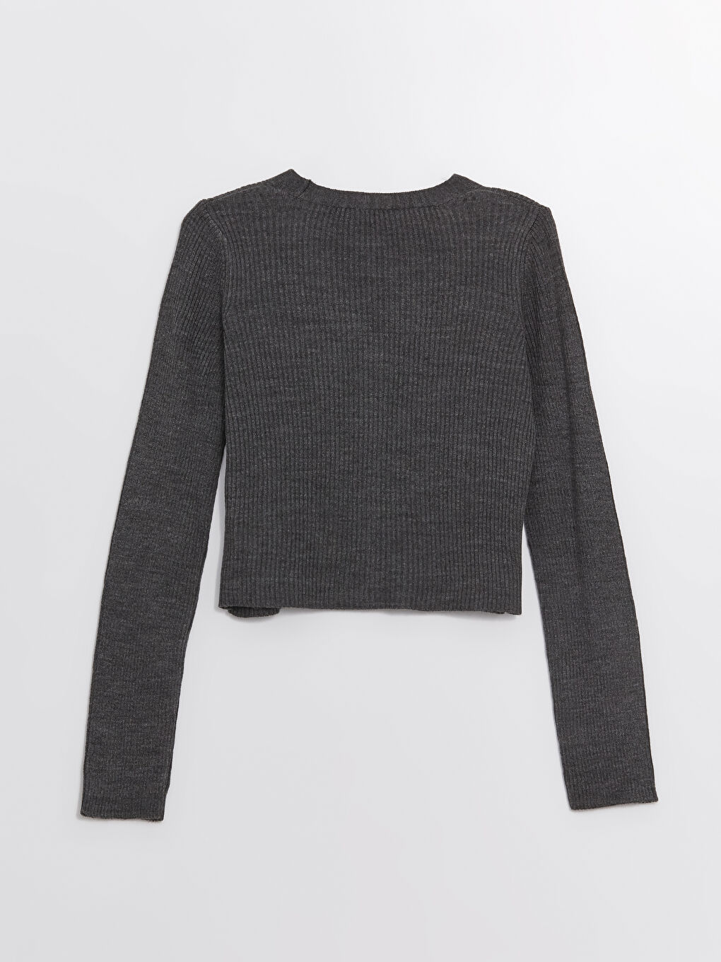 Antrasit V Yaka Kadın Triko Hırka-1