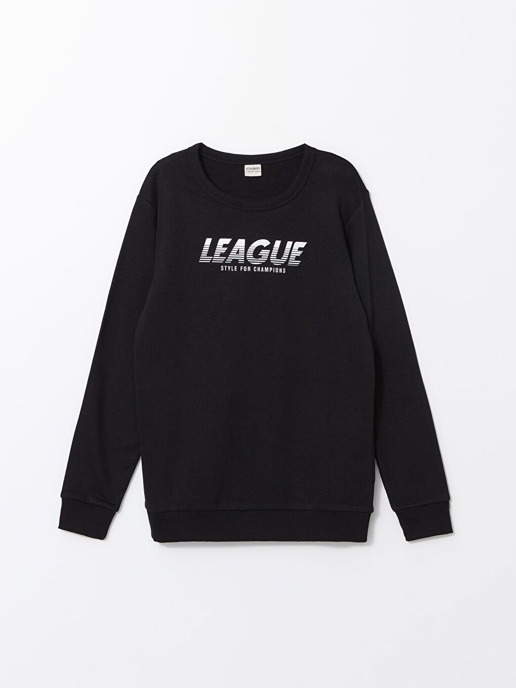 Siyah Bisiklet Yaka Erkek Çocuk Sweatshirt