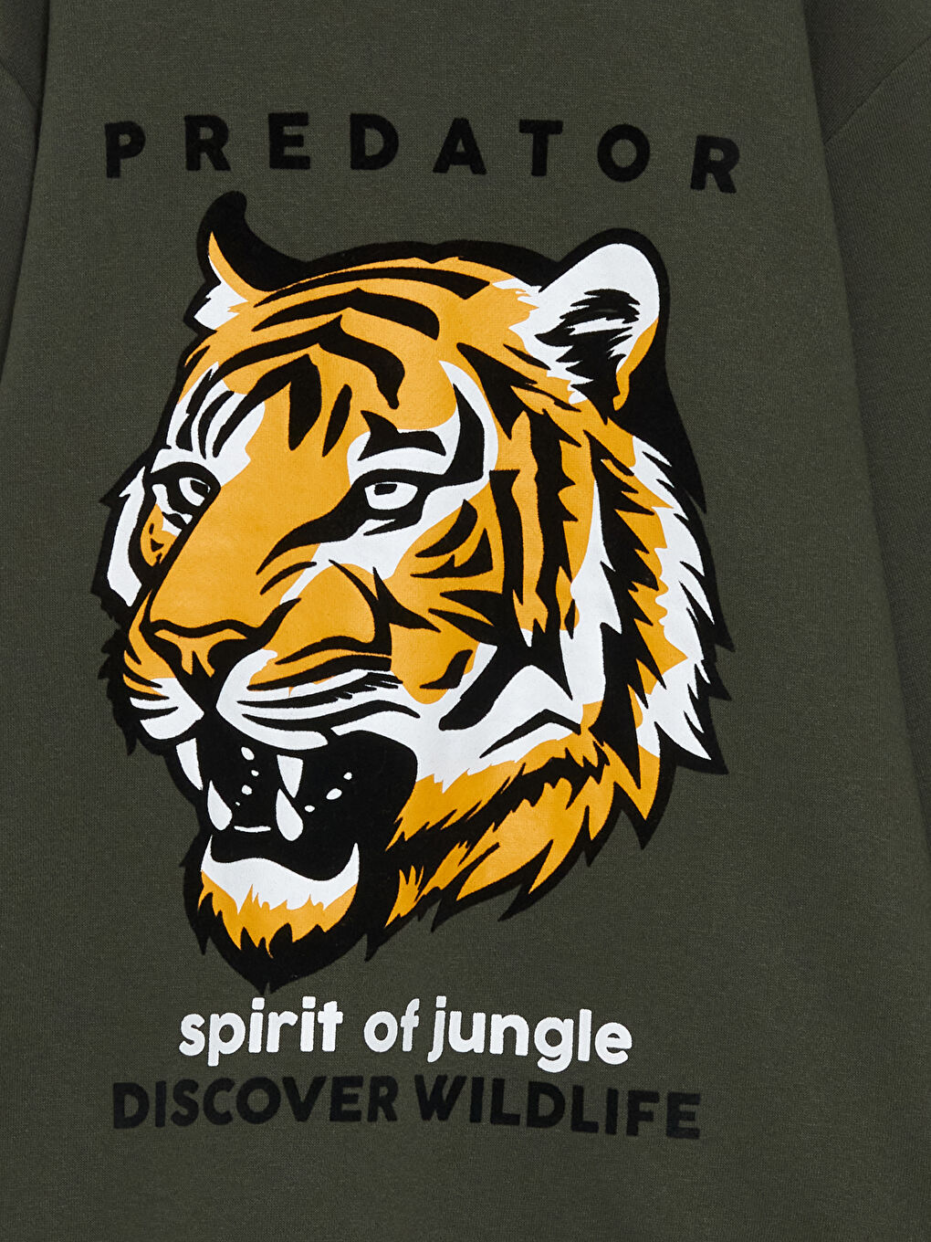 Yeşil Bisiklet Yaka Kaplan Baskılı Erkek Çocuk Sweatshirt-2