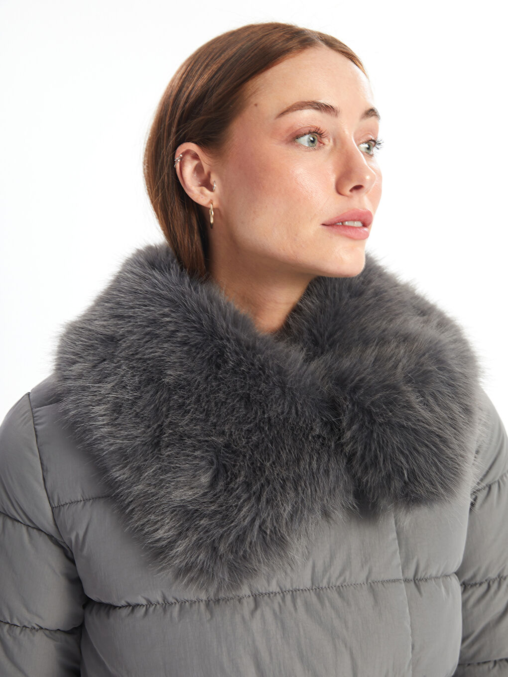 Fur Detailed Women's Puffer Coat-2