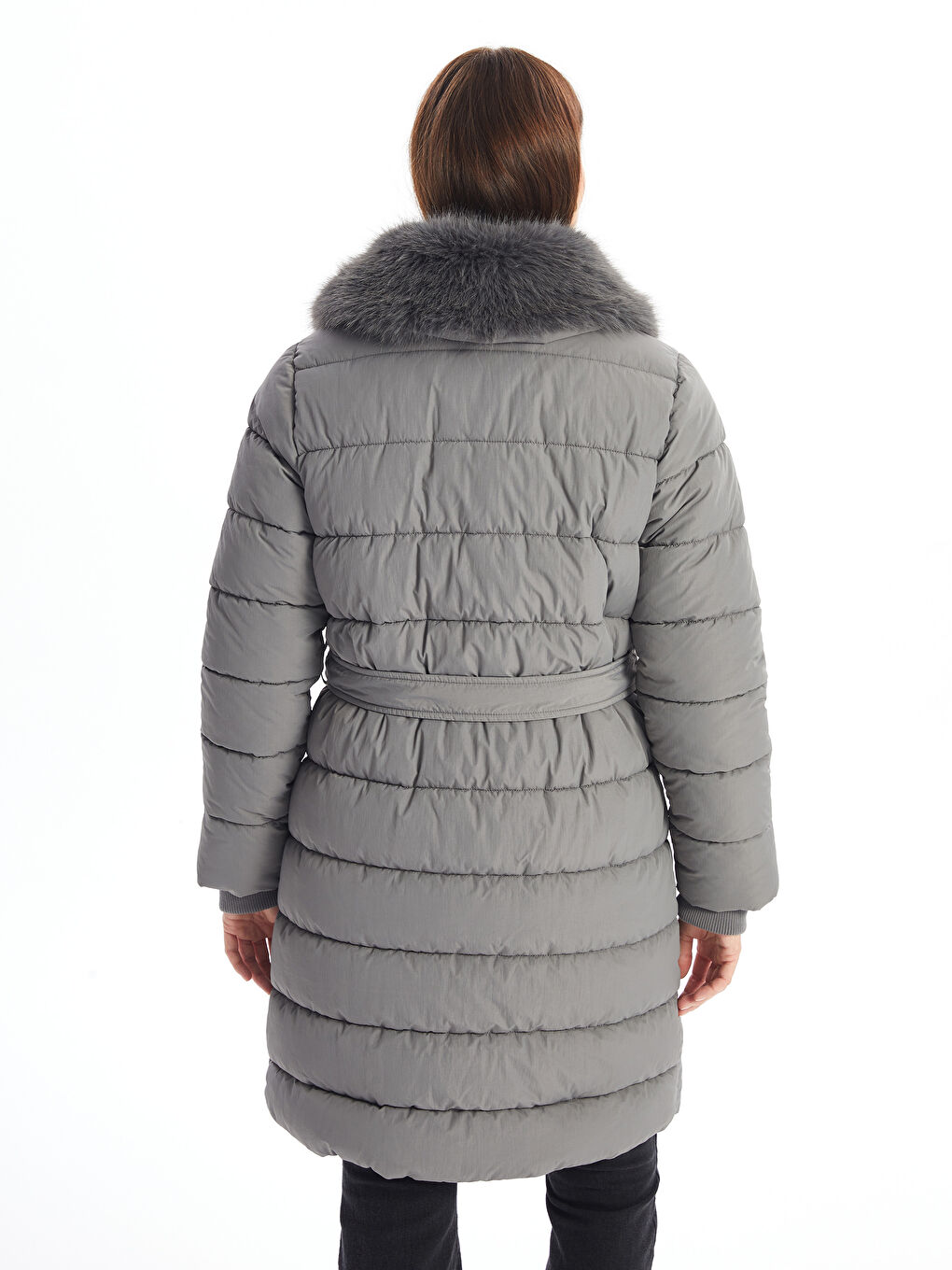 Fur Detailed Women's Puffer Coat-4
