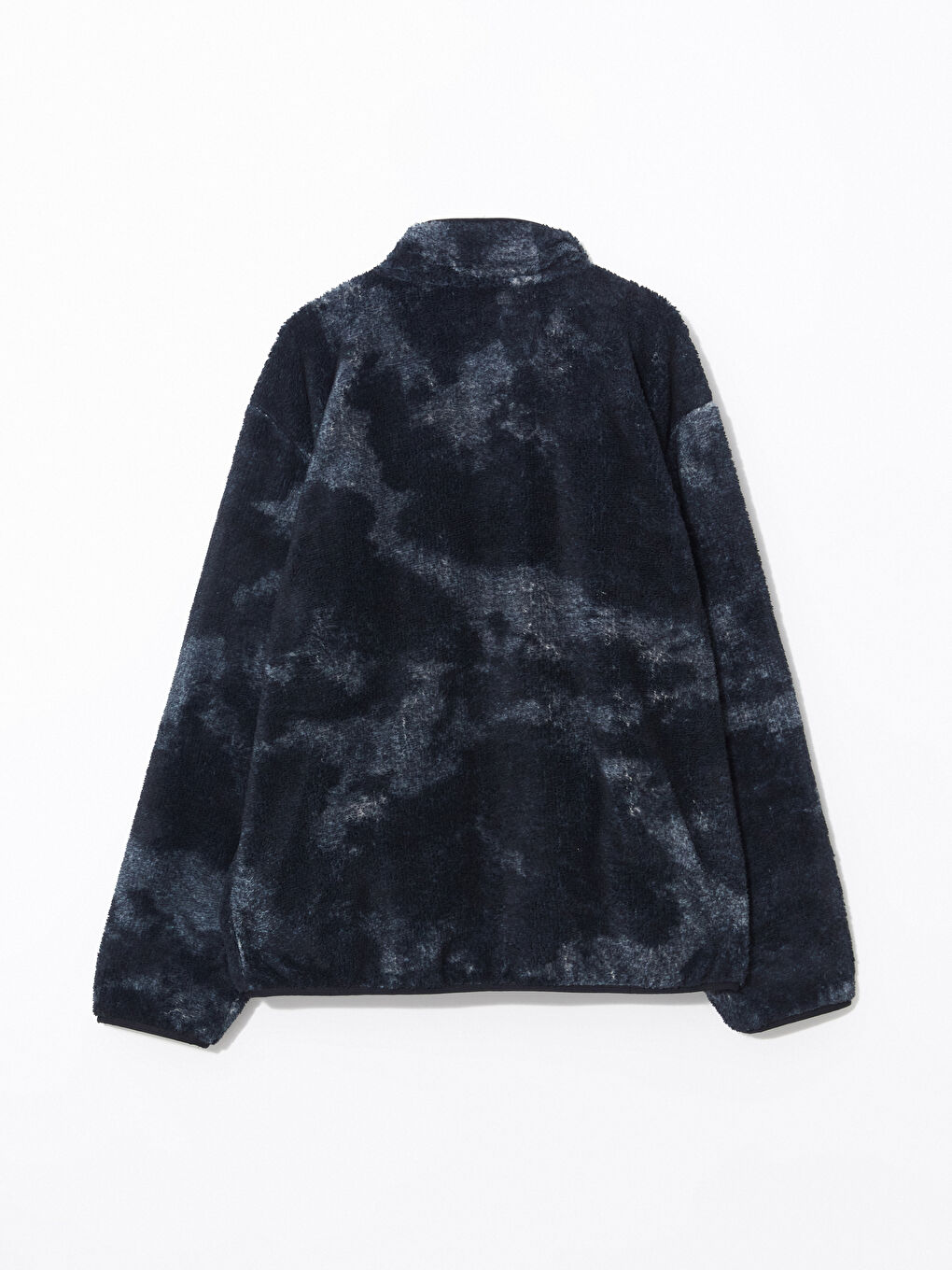 Antrasit Dik Yaka Uzun Kollu Pelüş Erkek Fermuarlı Sweatshirt-6