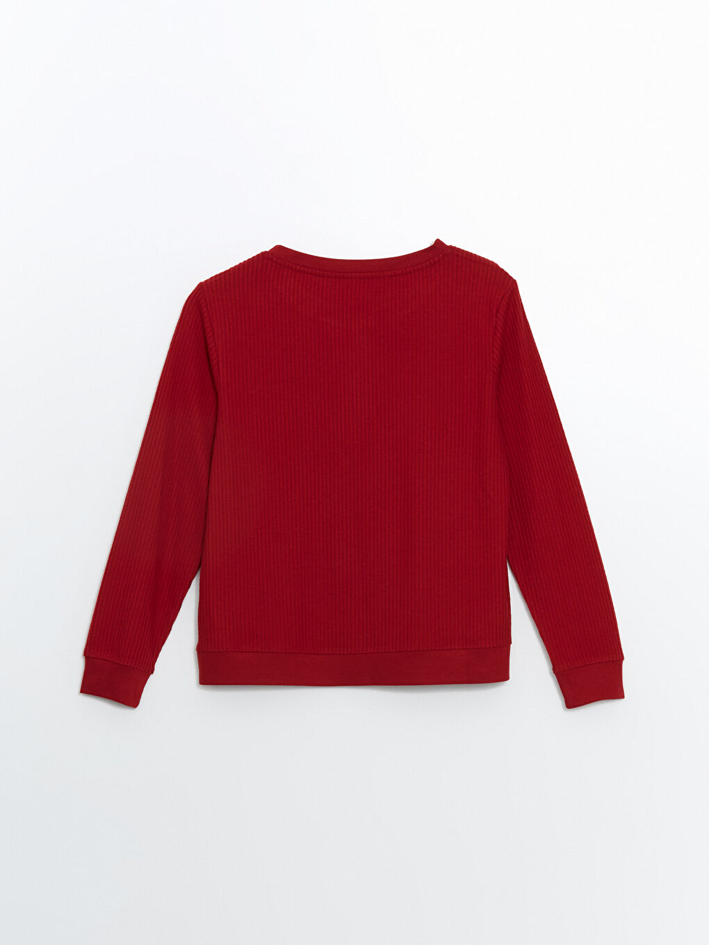 Kırmızı Bisiklet Yaka Dokulu Kadın Pijama Üstü-1