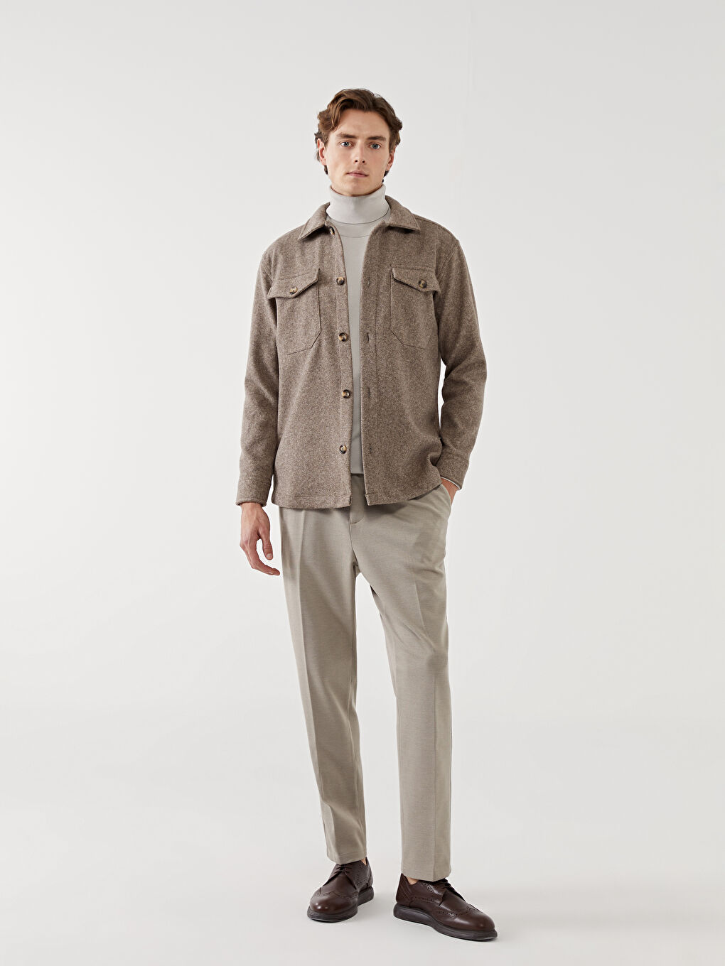 Regular Fit Long Sleeve Men's Shirt Jacket-1