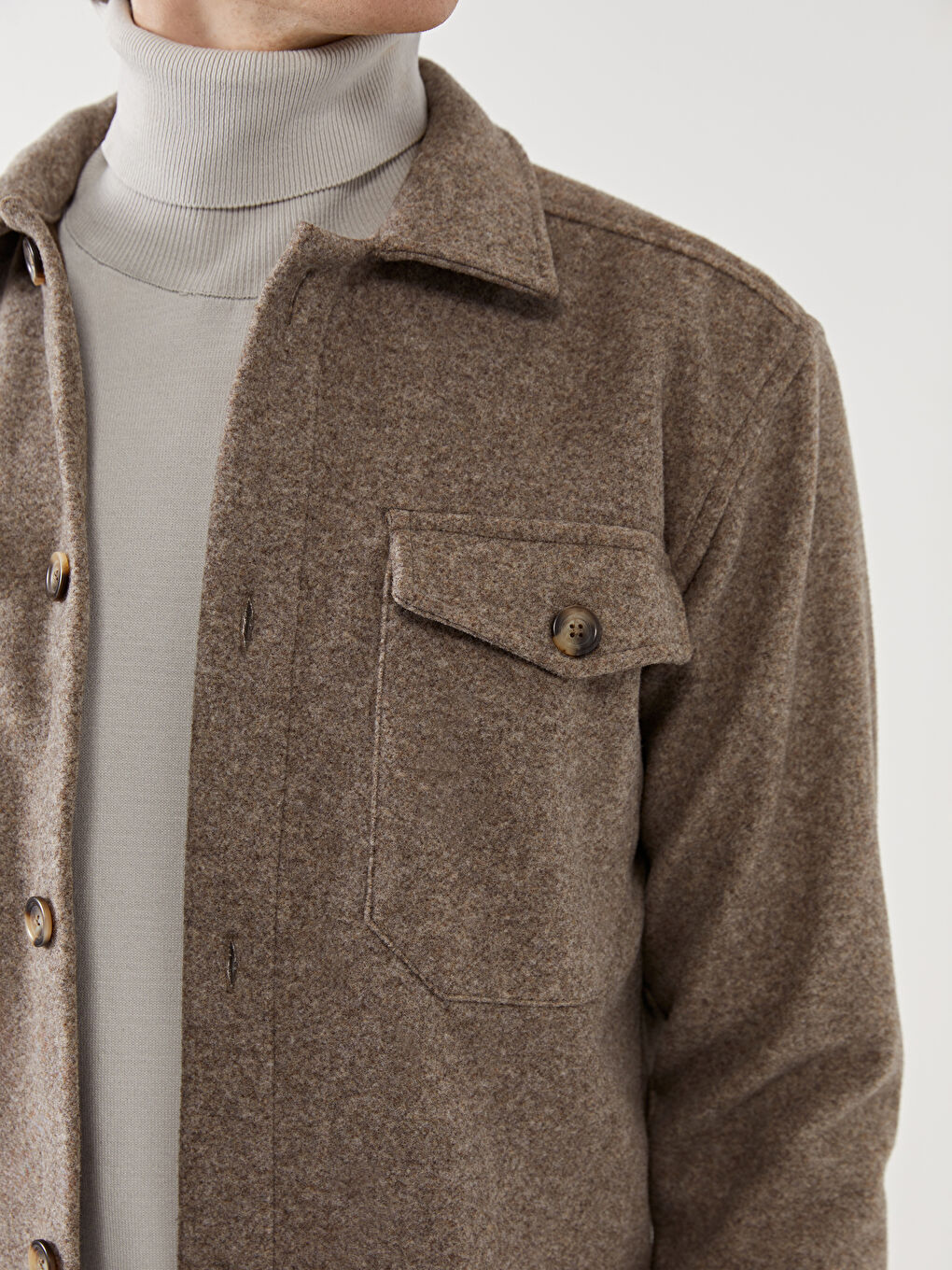 Regular Fit Long Sleeve Men's Shirt Jacket-2