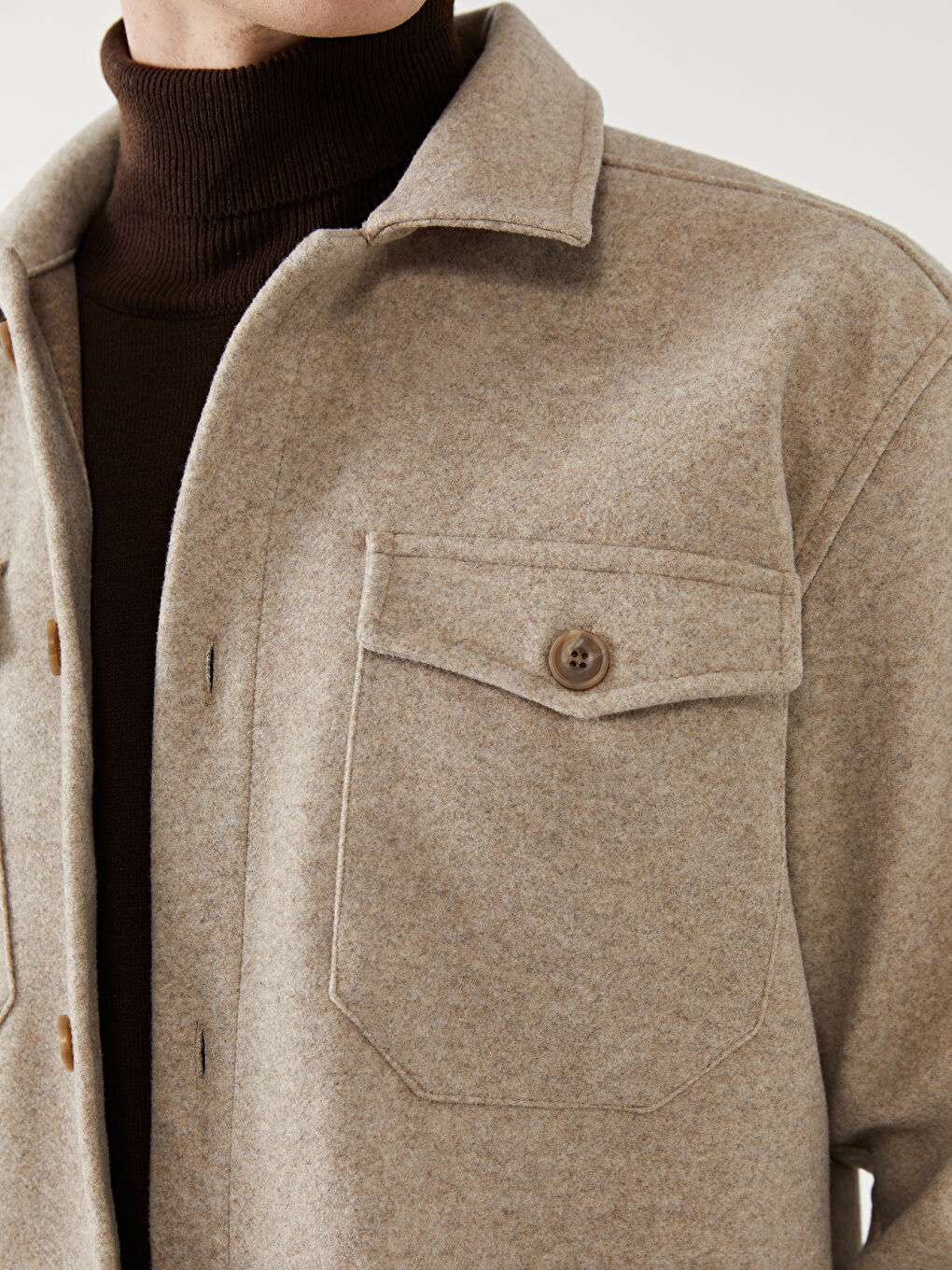 قميص جاكيت كم طويل بقصة عادية للرجال-2