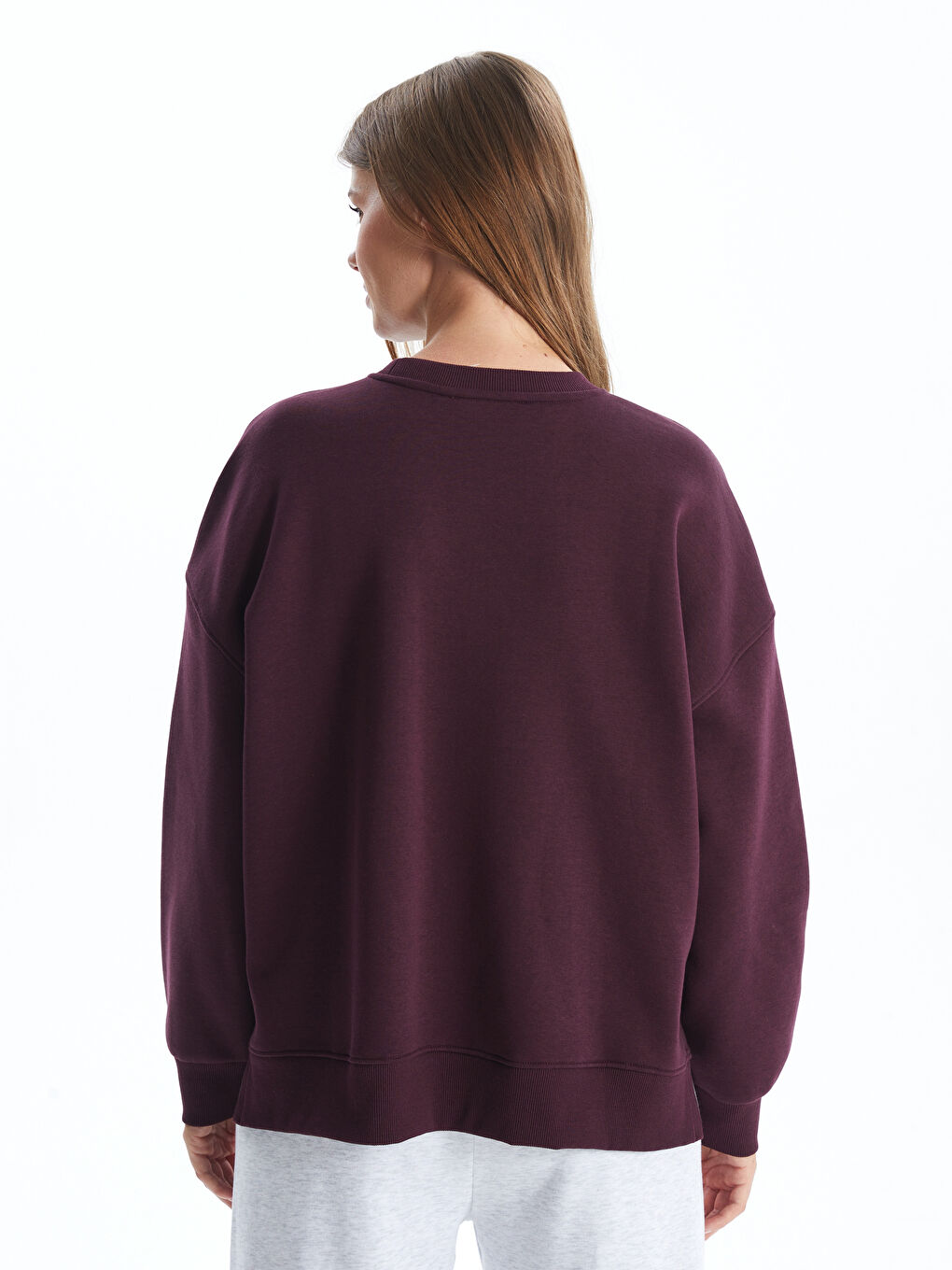 LCW Vision Mürdüm Bisiklet Yaka Baskılı Oversize Kadın Sweatshirt - 3