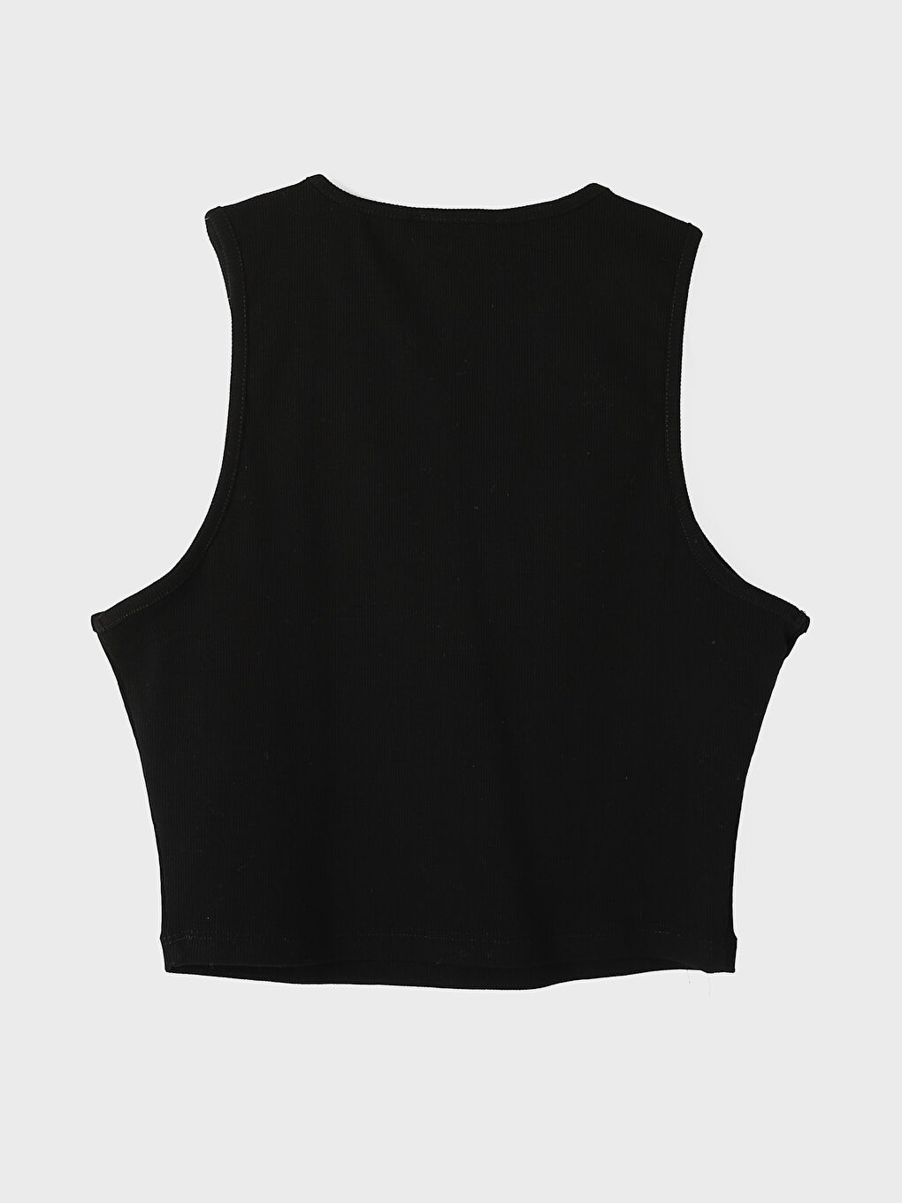 تانك توب للسيدات قصير بتصميم مضلع وياقة دائرية-1