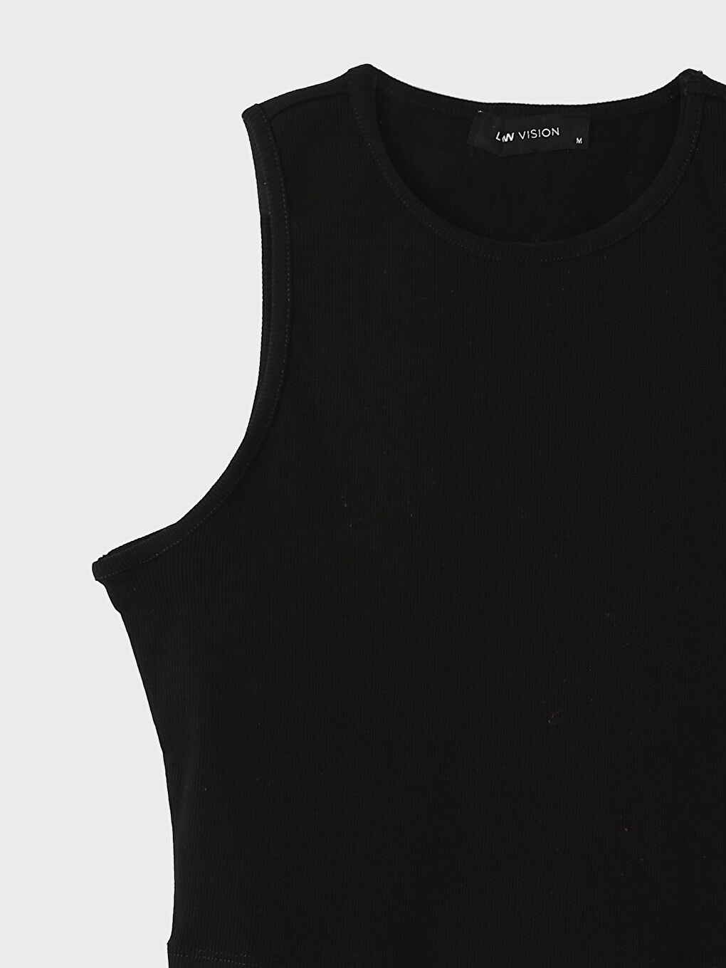 تانك توب للسيدات قصير بتصميم مضلع وياقة دائرية-2