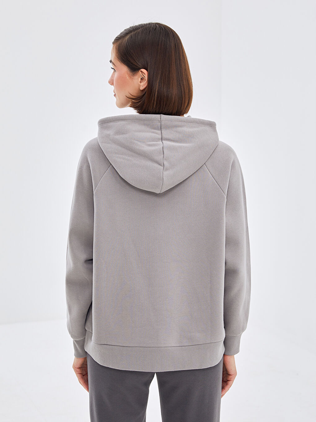 LCW Vision Gri Oversize Kadın Hoodie - 3