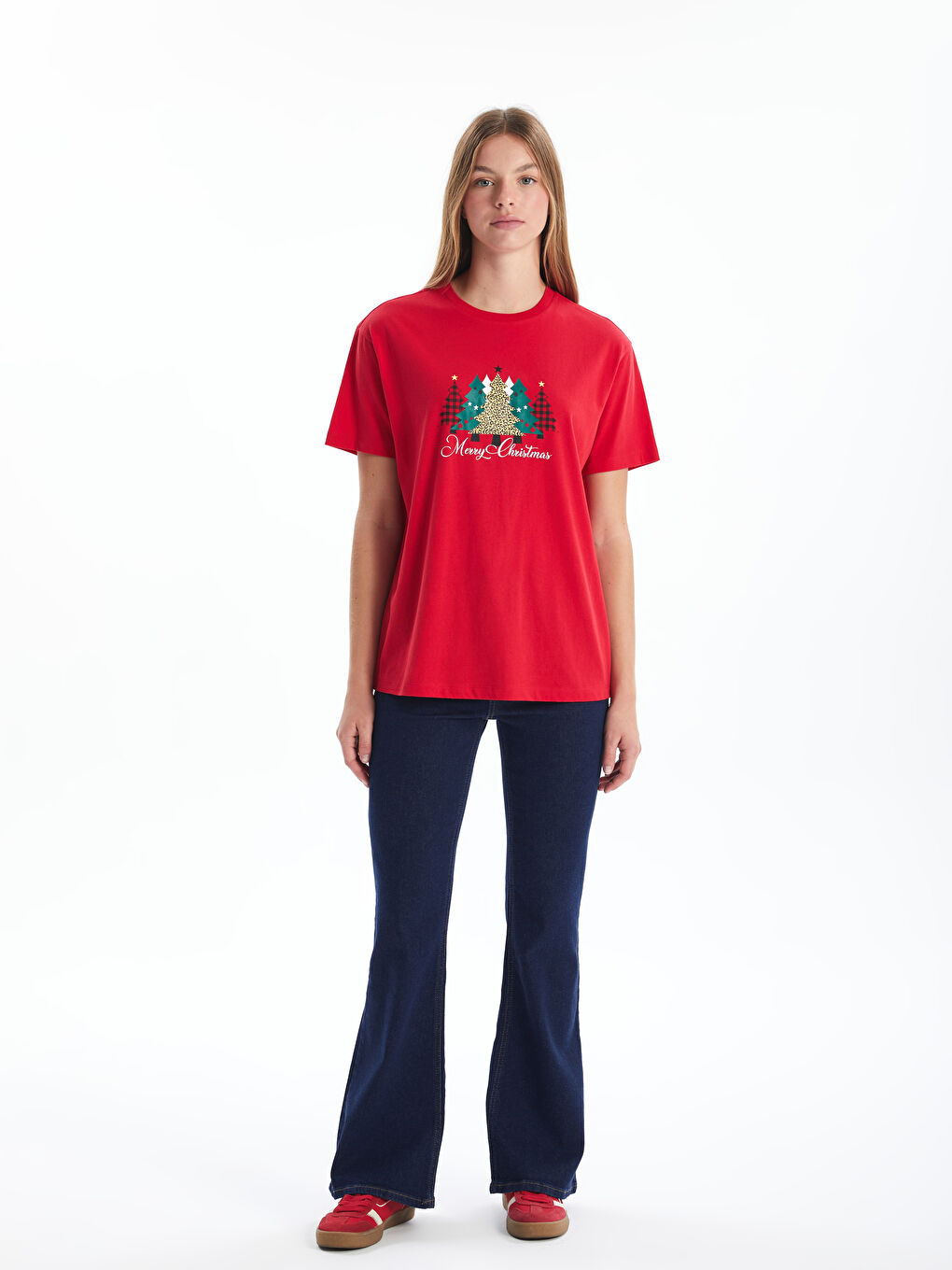 LCW Vision Crew Neck Christmas-Themed Women's T-Shirt -W4CB59Z8-KYU