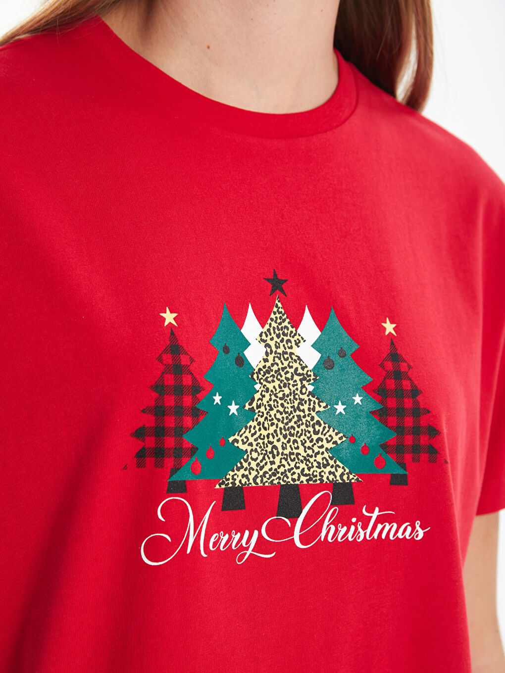 LCW Vision Crew Neck Christmas-Themed Women's T-Shirt -W4CB59Z8-KYU