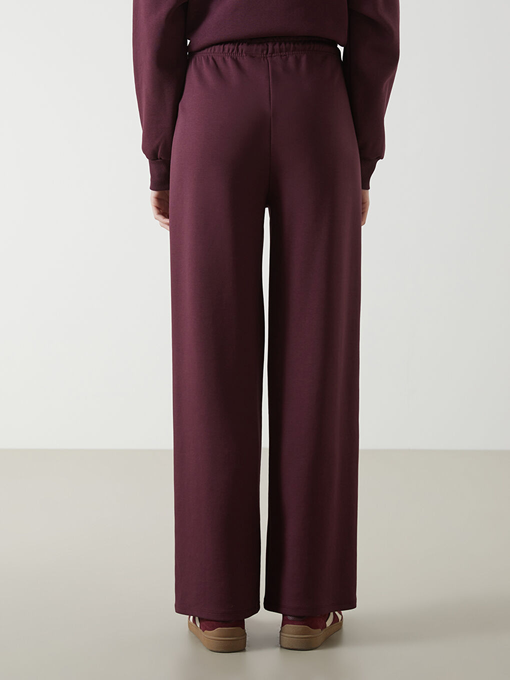 Mürdüm Beli Lastikli Kadın Eşofman Altı-3