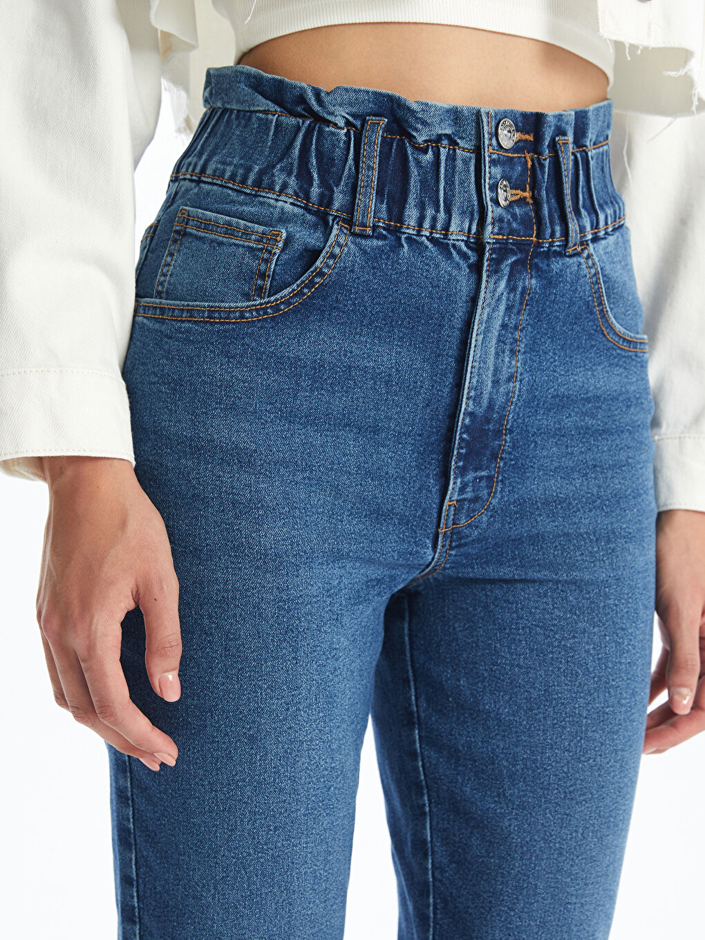 ელასტიური წელი სლიმ დედა ქალებისთვის ჯინსი-2