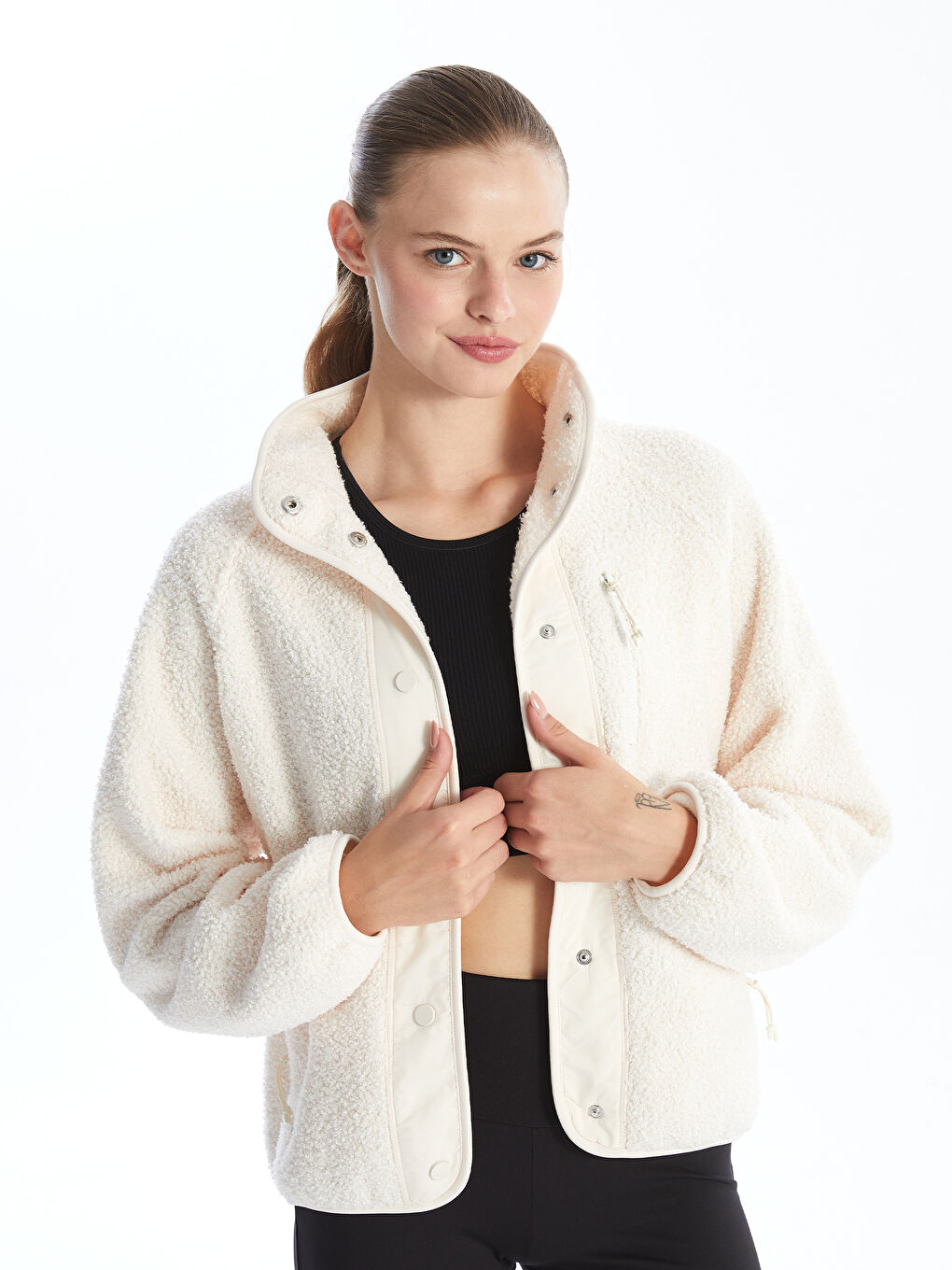 Xside Active Jakna od pliša sa uspravnom kragnom, prevelikog kroja za žene -W4CD07Z8-Q6K