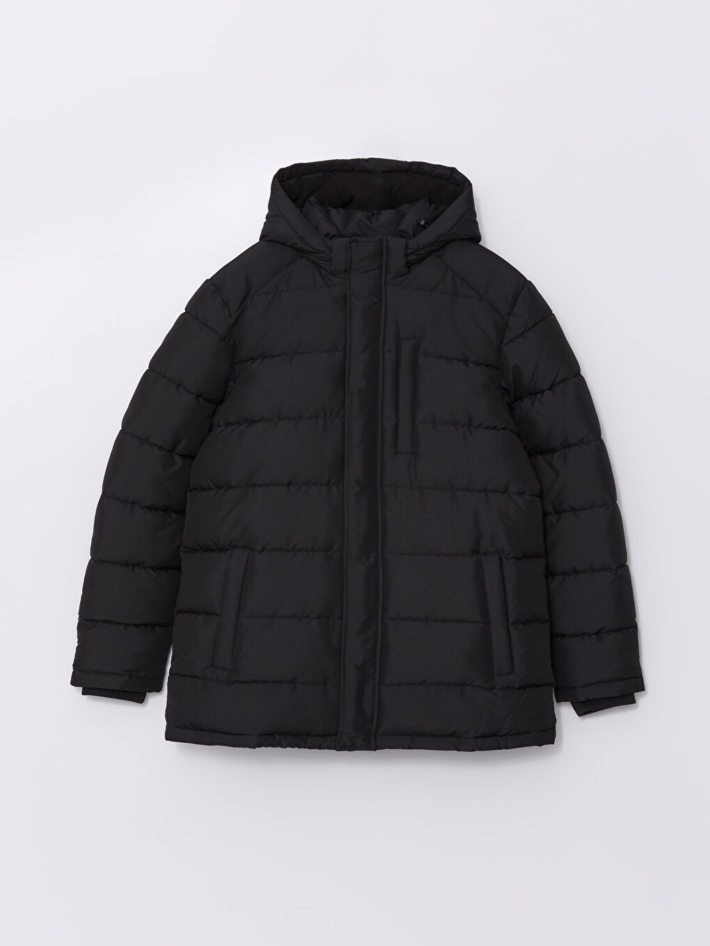 ерлерге арналған стандартты пішім капюшонды пальто-6