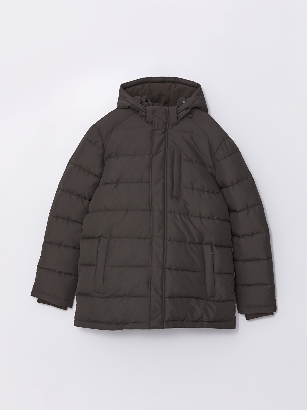 معطف للرجال بغطاء للرأس بقصة عادية-5