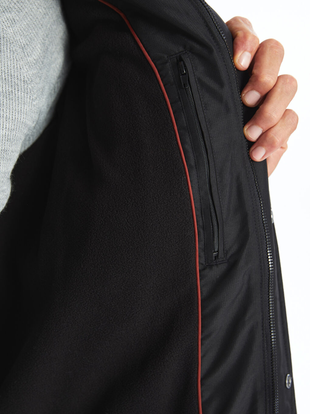 ерлерге арналған стандартты пішім капюшонды пальто-3