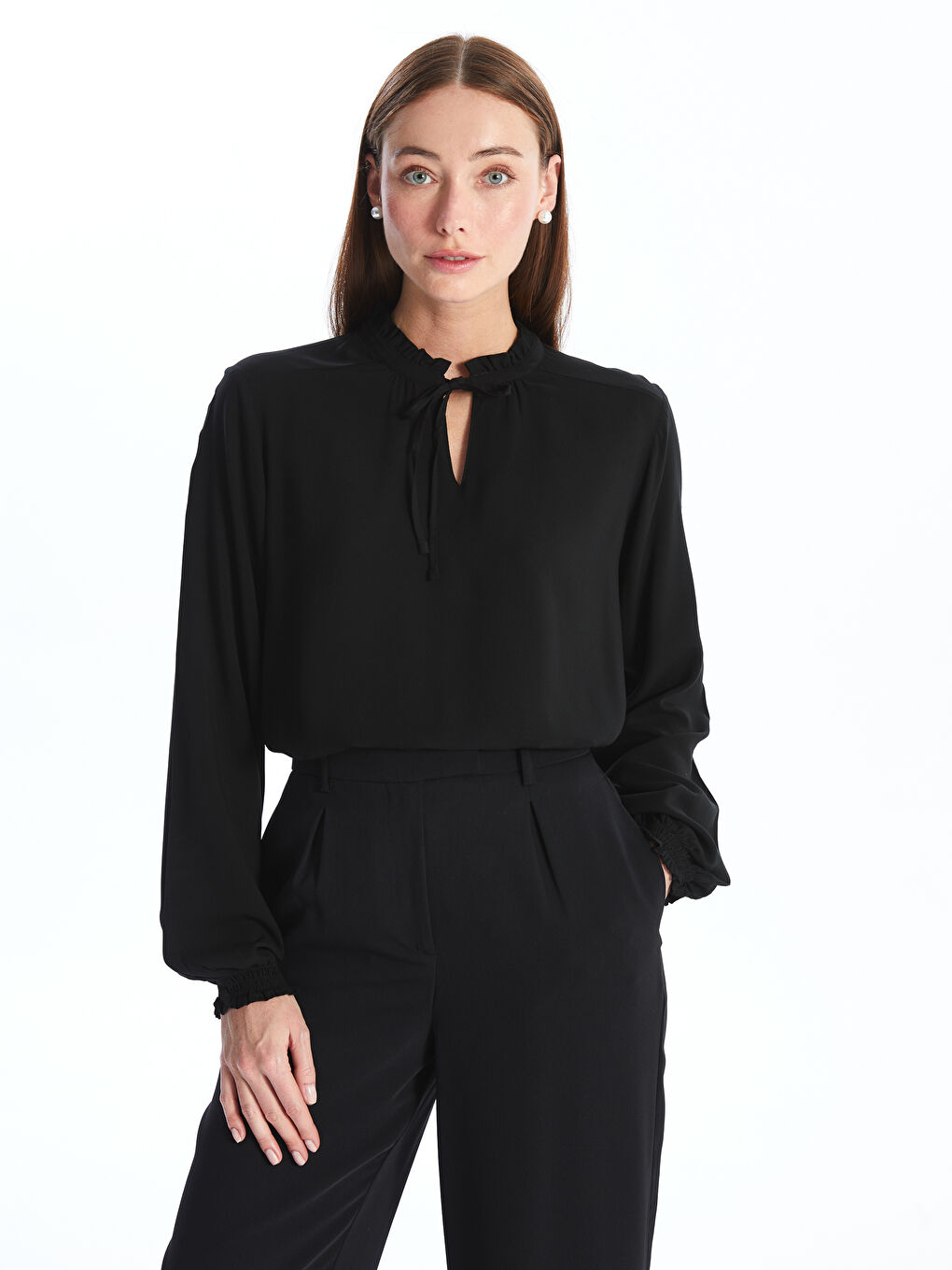 LCWAIKIKI Classic Tie Neck Women's Blouse -W4CE17Z8-CVL