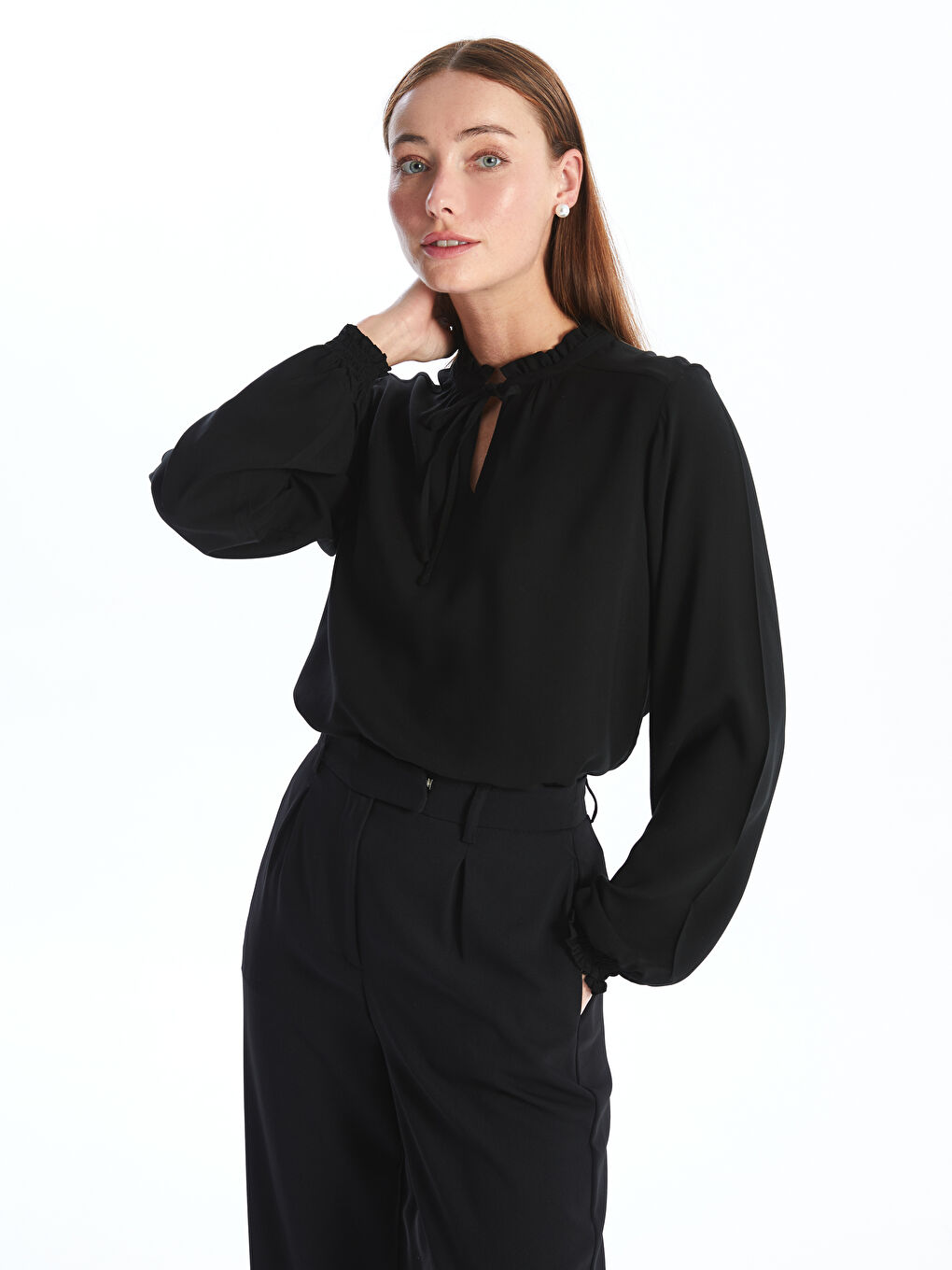 LCWAIKIKI Classic Tie Neck Women's Blouse -W4CE17Z8-CVL