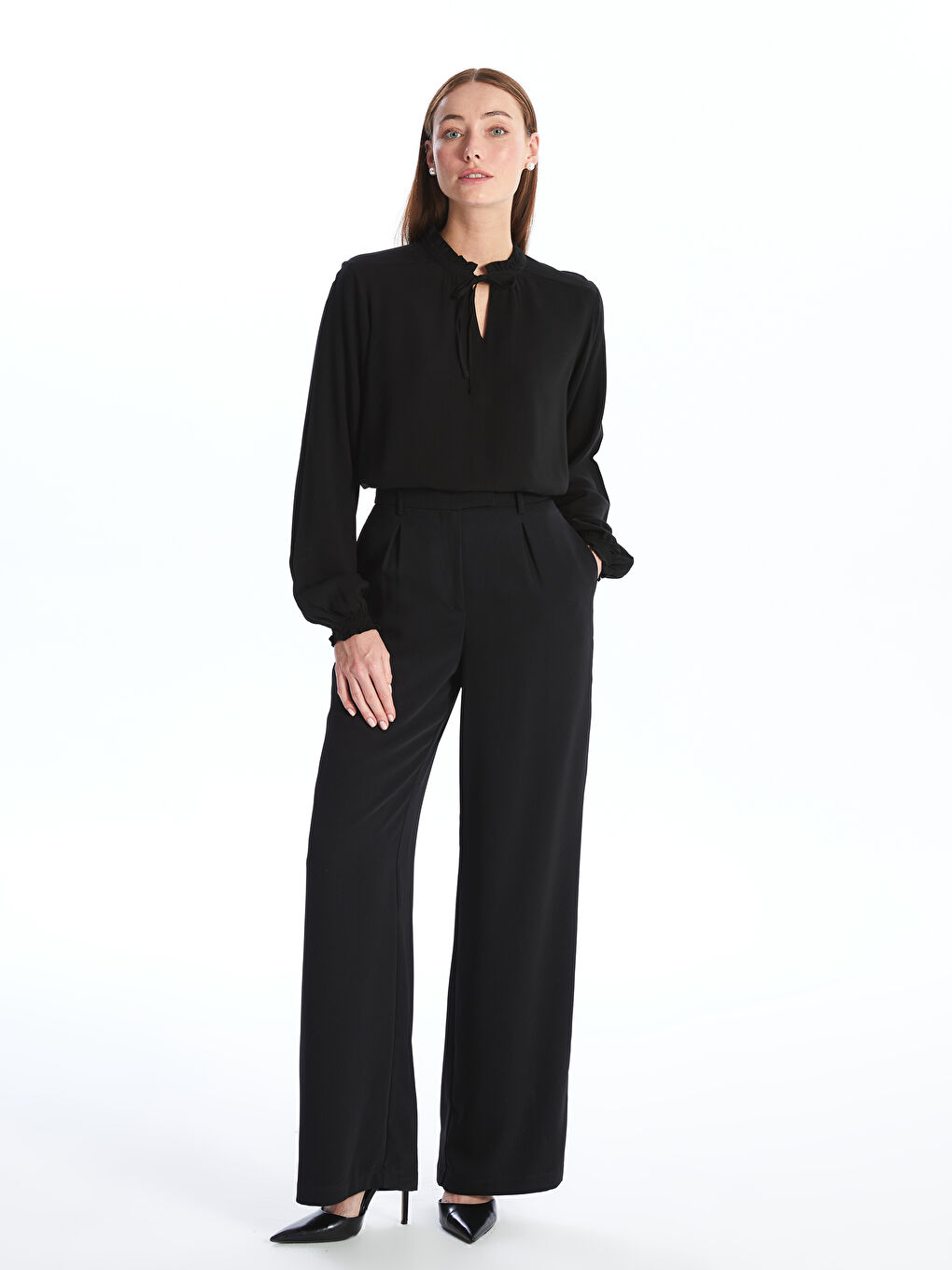 LCWAIKIKI Classic Tie Neck Women's Blouse -W4CE17Z8-CVL
