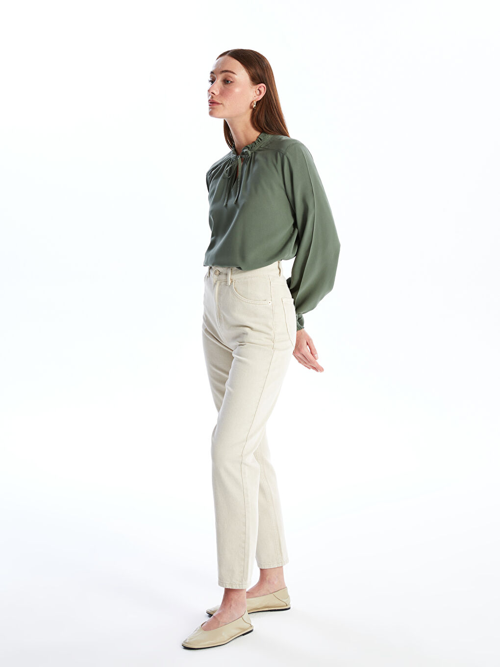 Tie Neck Women's Blouse-2