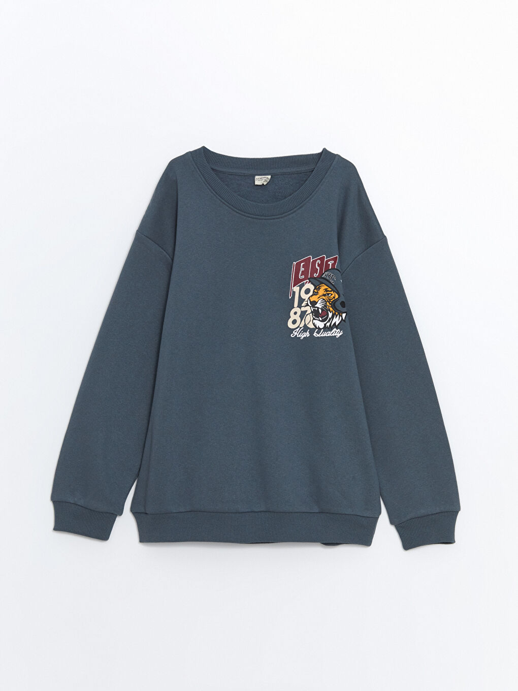 LCW Kids Gri Bisiklet Yaka Erkek Çocuk Sweatshirt