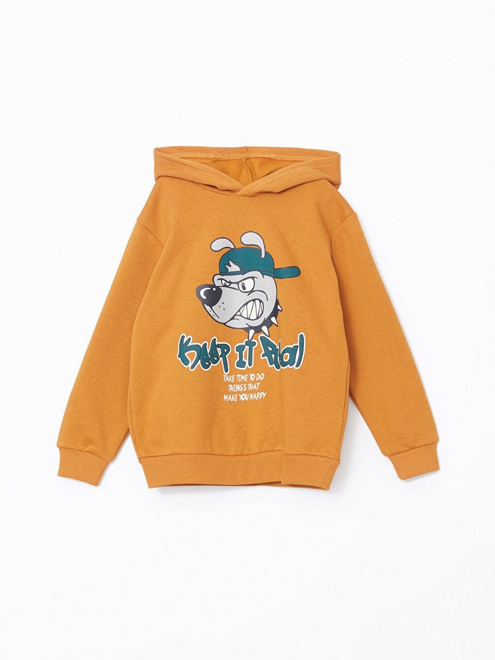 LCW Kids Hardal Sarısı Kapüşonlu Erkek Çocuk Kalın Sweatshirt