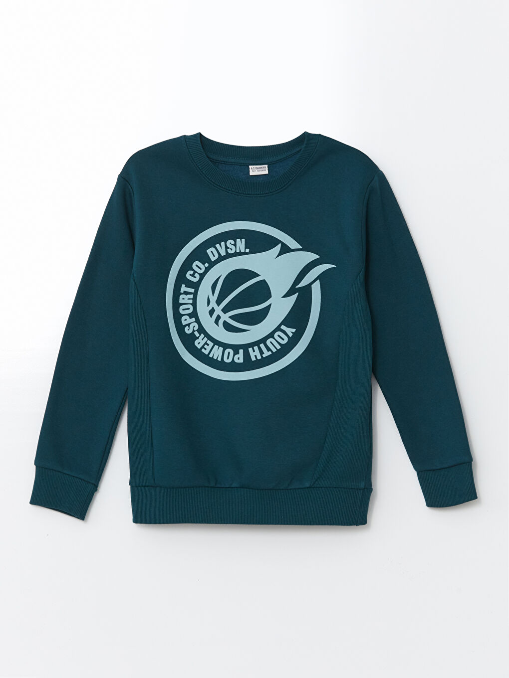 LCW Kids Petrol Bisiklet Yaka Erkek Çocuk Kalın Sweatshirt