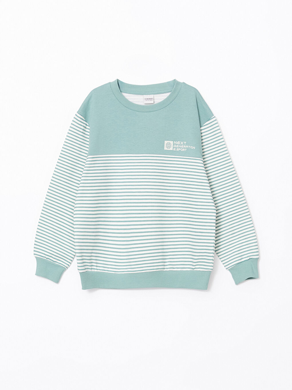 LCW Kids Yeşil Baskılı Bisiklet Yaka Erkek Çocuk Sweatshirt