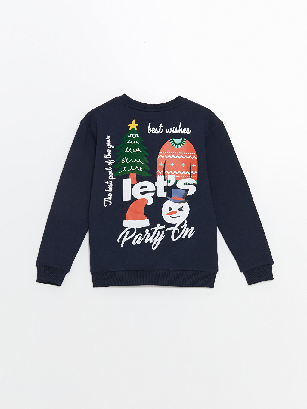 LCW Kids Yeni Lacivert Bisiklet Yaka Yılbaşı Temalı Erkek Çocuk Sweatshirt - 2