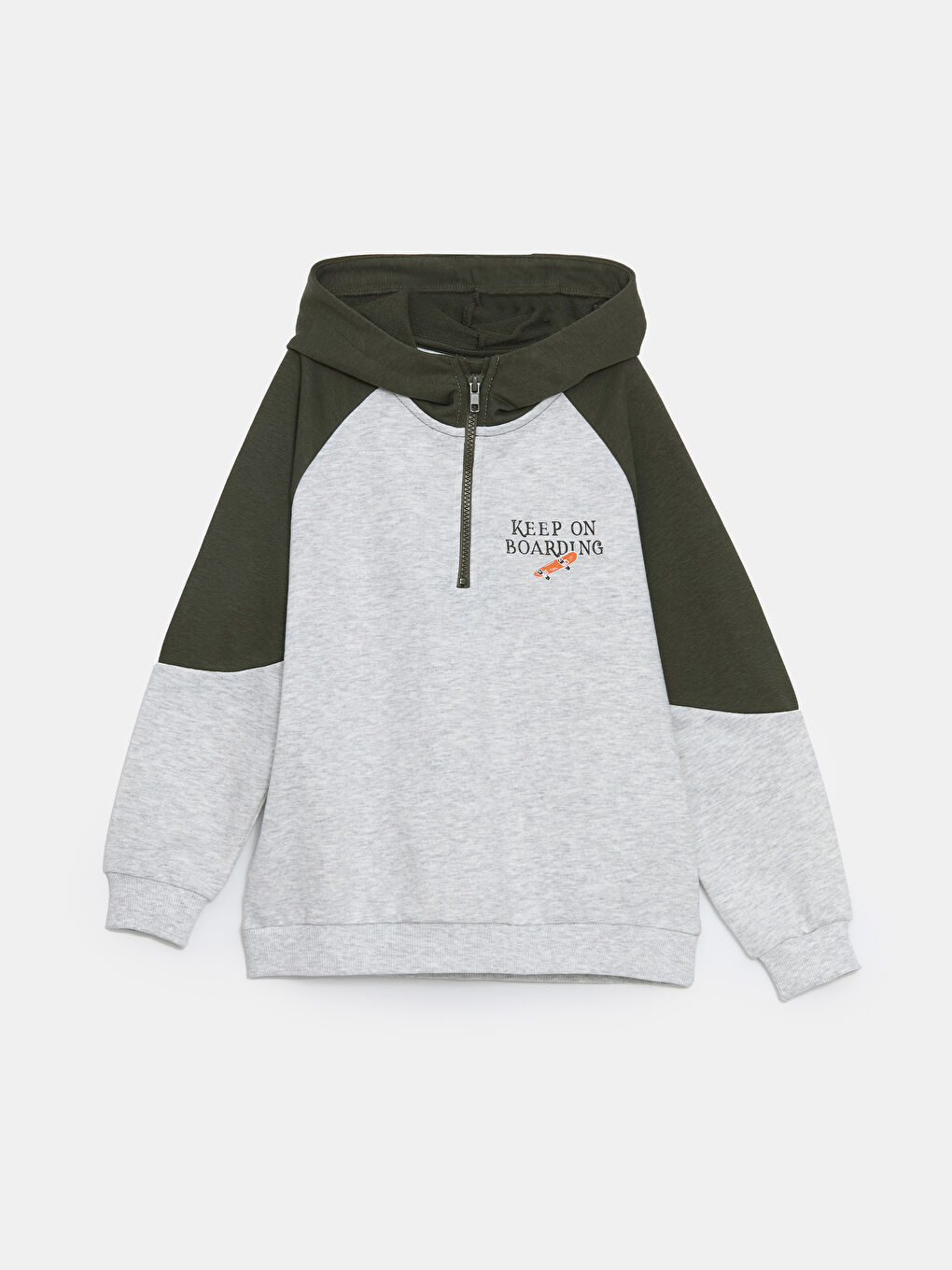 LCW Kids Bej Melanj Kapüşonlu Erkek Çocuk Sweatshirt