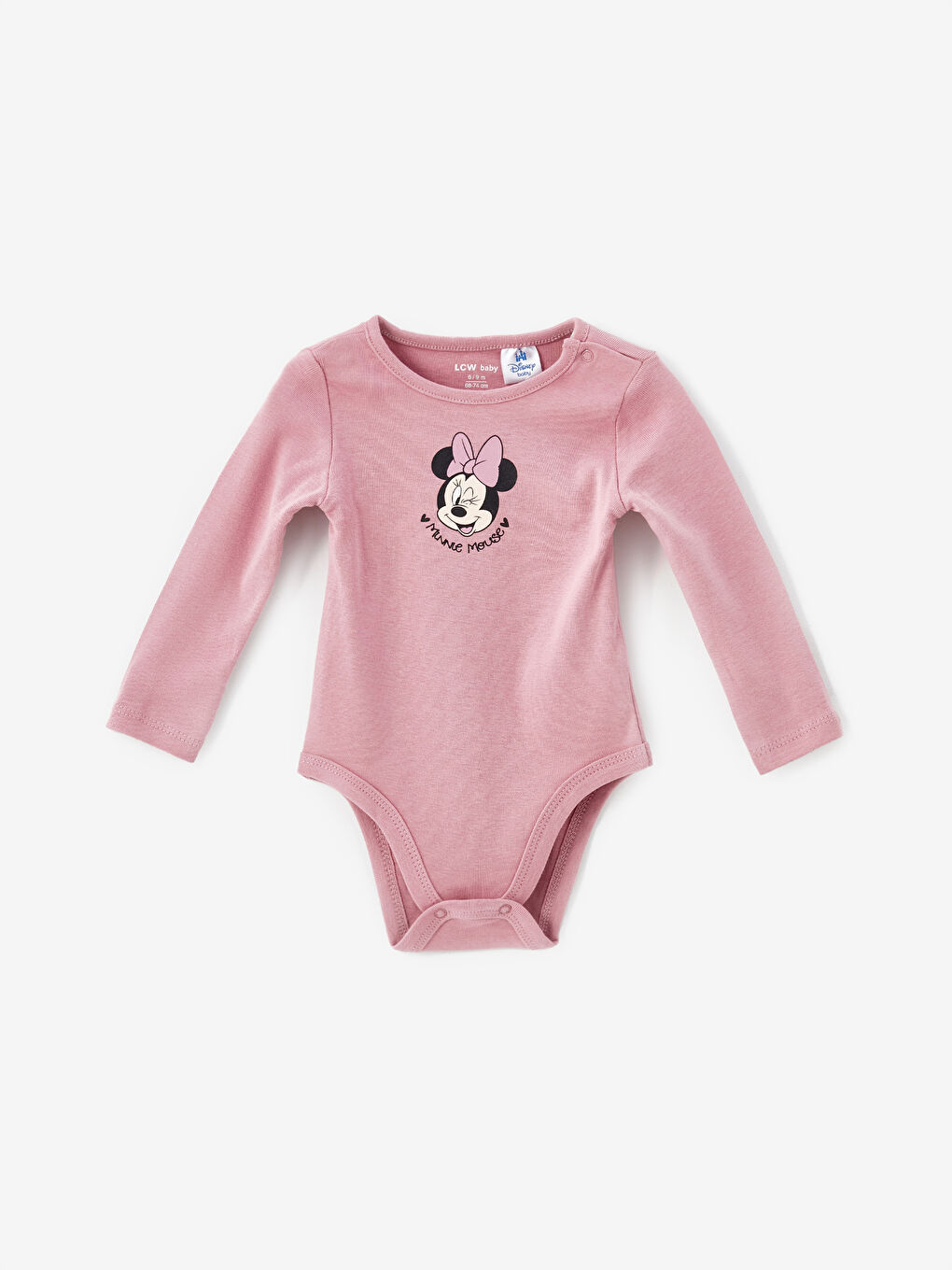 LC WAIKIKI Gül Kurusu Bisiklet Yaka Minnie Mouse Baskılı Kız Bebek Çıtçıtlı Body 2'li - 2